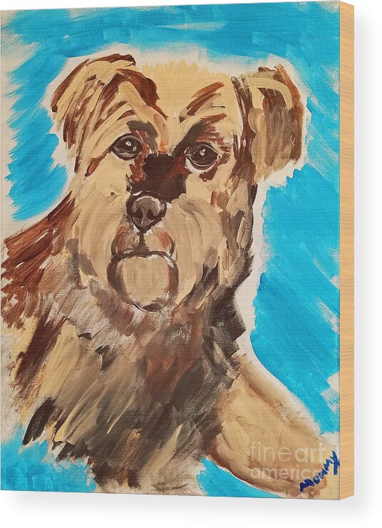 Dog Wood Print featuring the painting Fuzzy Boy by Ania M Milo