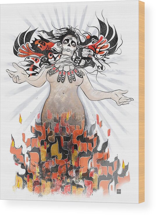 Gaia Wood Print featuring the painting Gaia in Turmoil by Sassan Filsoof