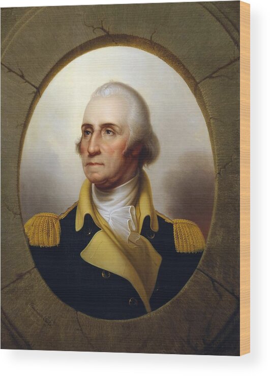 George Washington Wood Print featuring the painting General Washington - Porthole Portrait by War Is Hell Store