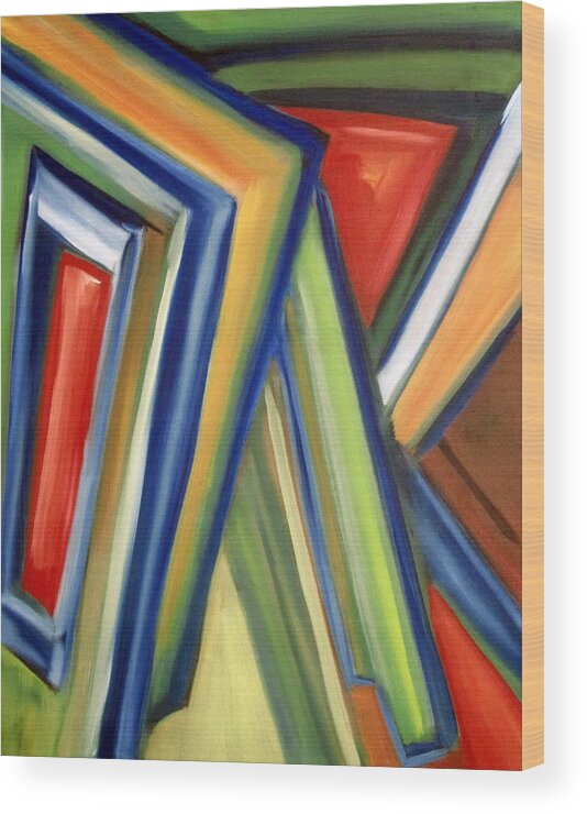 Rectangles Wood Print featuring the painting Geometric Tension Series V by Patricia Cleasby
