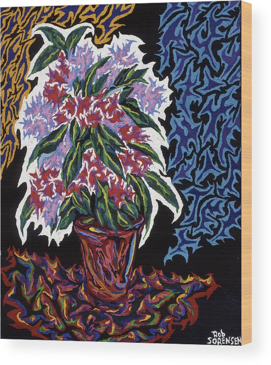 Still Life Wood Print featuring the painting Ghost Flower by Robert SORENSEN