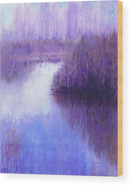 Landscape Wood Print featuring the painting Ghostly Sentinels by Lisa Crisman