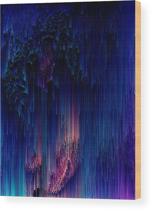 Glitch Wood Print featuring the digital art Glitch of Fantasy - Pixel Art by Jennifer Walsh