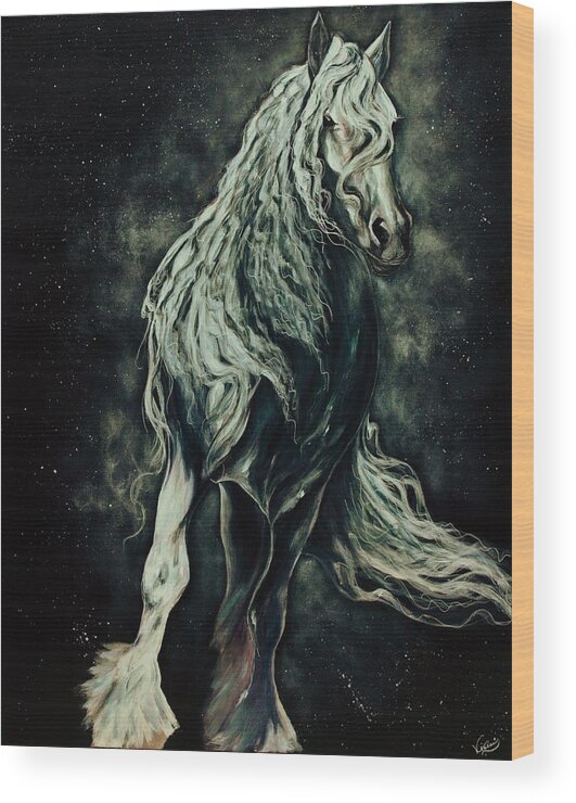 White Horse Wood Print featuring the painting Glory re-loaded by Vivian Casey Fine Art