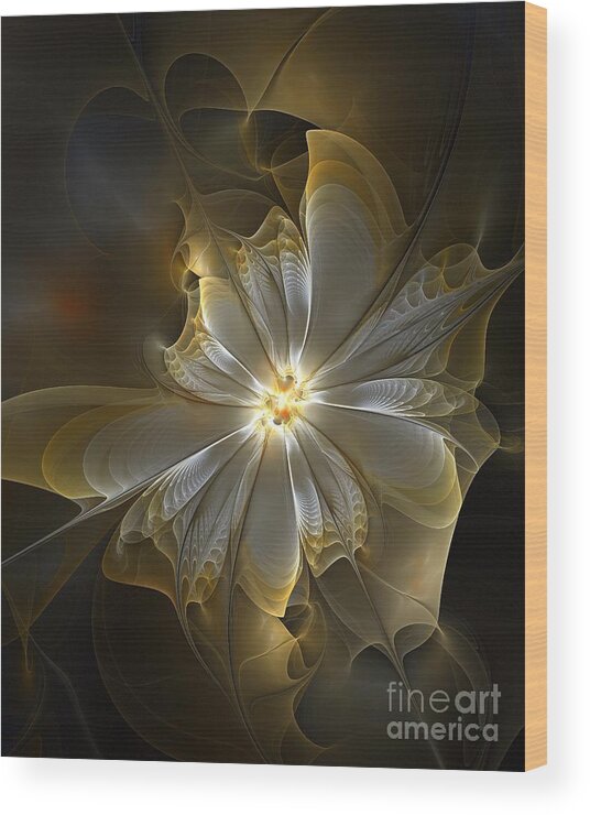 Digital Art Wood Print featuring the digital art Glowing in Silver and Gold by Amanda Moore