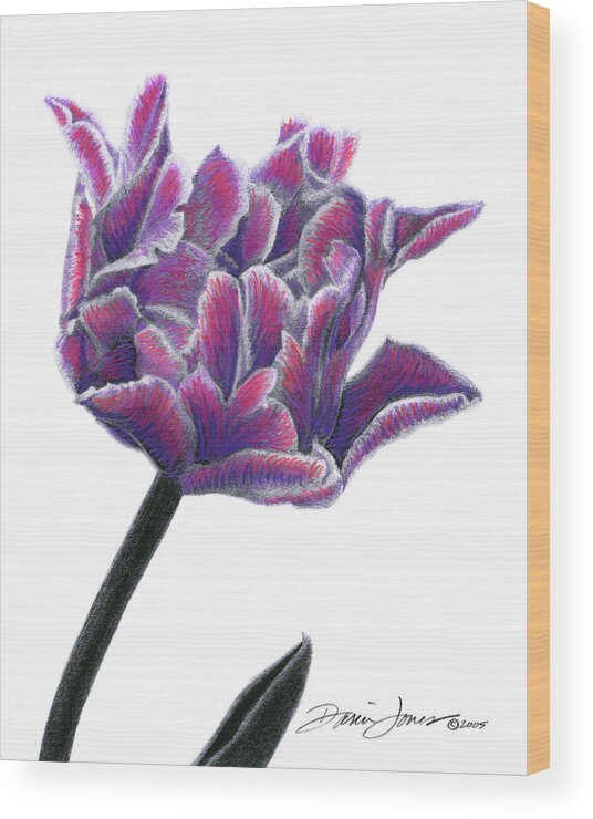 Grace Wood Print featuring the drawing Grace In Violets by Darin Jones