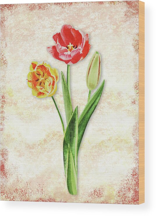 Tulip Bouquet Wood Print featuring the painting Graceful Watercolor Tulips by Irina Sztukowski