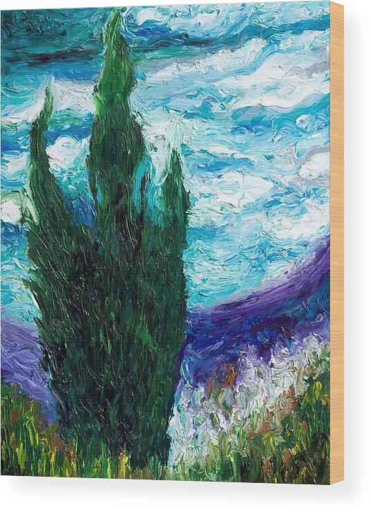 Impressionism Wood Print featuring the painting Green Flame by Chiara Magni