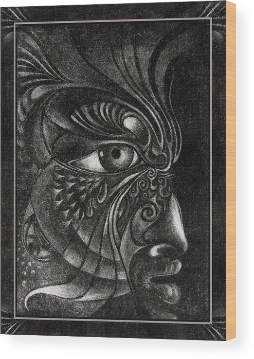 Mezzotint Wood Print featuring the drawing Guardian Cherub by Otto Rapp
