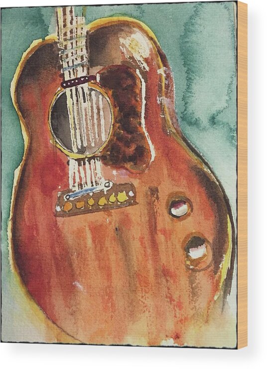Guitar Wood Print featuring the painting Abstract Guitar #4 by Bonny Butler