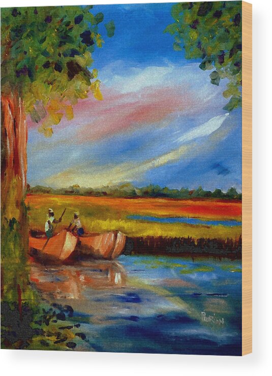 Gullah Lowcountry Sc Wood Print featuring the painting Gullah Lowcountry SC by Phil Burton