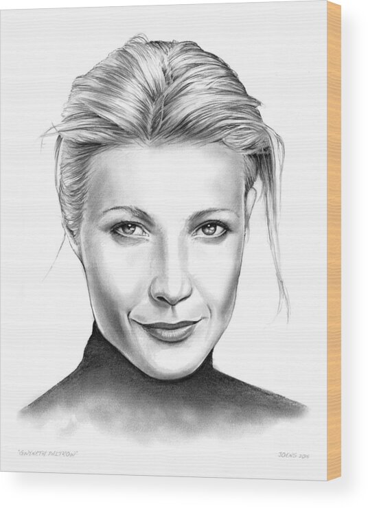 Gwyneth Paltrow Wood Print featuring the drawing Gwyneth Paltrow by Greg Joens