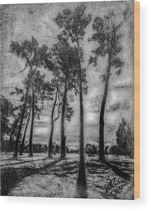 Landscape Wood Print featuring the mixed media Hagley Park Treescape by Roseanne Jones