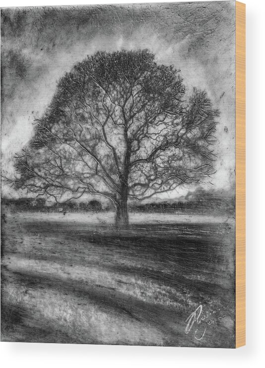 Trees Wood Print featuring the mixed media Hagley Tree 2 by Roseanne Jones