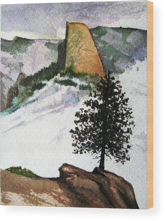 Scenery Wood Print featuring the painting Half Dome by Karen Coggeshall