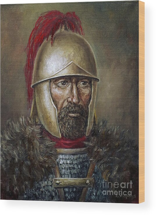 Warrior Wood Print featuring the painting Hannibal Barca by Arturas Slapsys