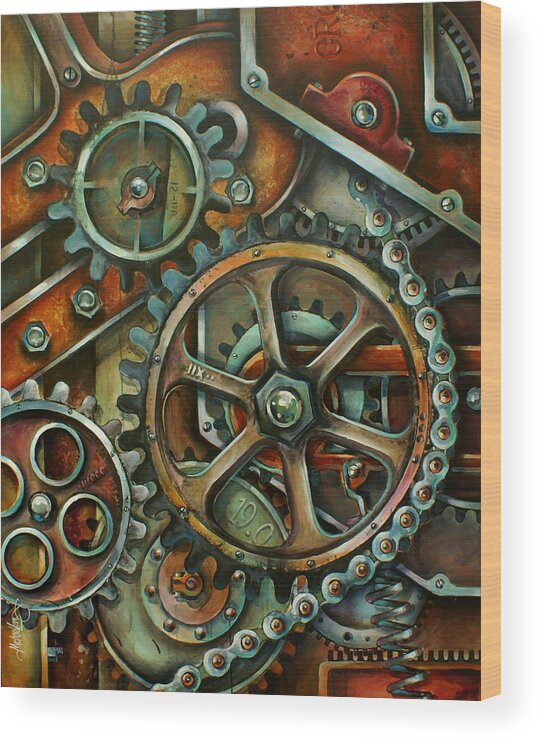 Large Wood Print featuring the painting 'Harmony 3' by Michael Lang