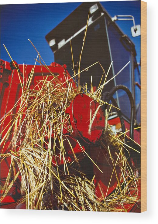 Combine Wood Print featuring the photograph Harvesting by Meirion Matthias