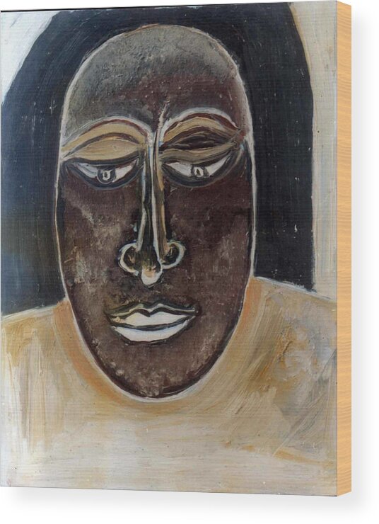 Paintings In Acrylics And Oils On --- Indian Saints Wood Print featuring the painting Head 1 by Anand Swaroop Manchiraju