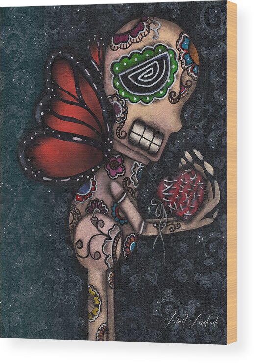 Butterfly Wood Print featuring the painting Healing by Abril Andrade