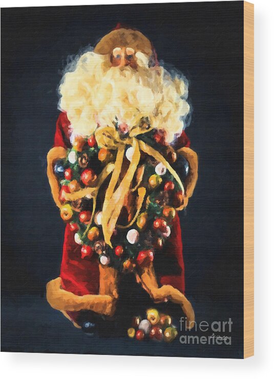 Santa Claus Wood Print featuring the painting Here comes Santa by Chris Armytage