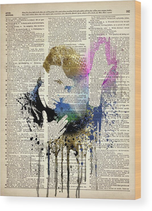 Celebrity Wood Print featuring the mixed media DAVID BOWIE - Heroes on dictionary page by Art Popop
