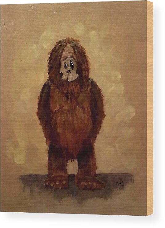 Yeti Wood Print featuring the painting Hi, Im Scott by Carole Hutchison