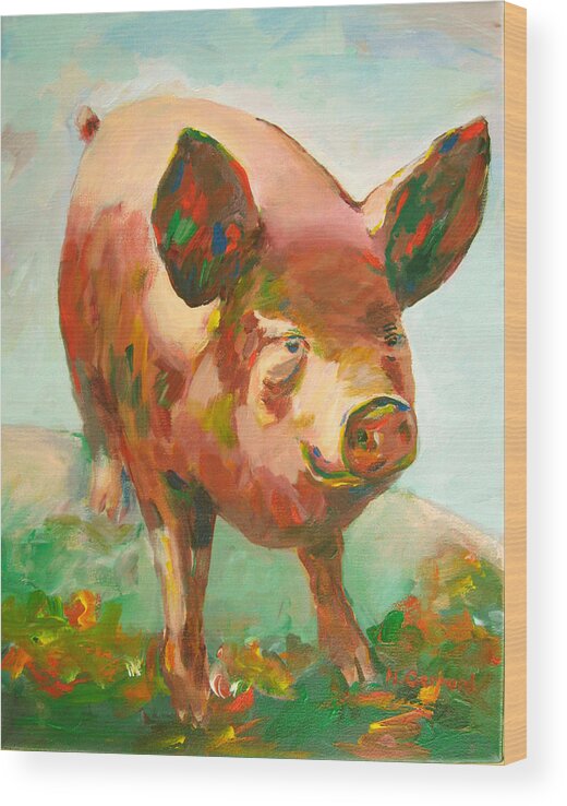 Hog Wood Print featuring the painting Hog Advisor by Naomi Gerrard