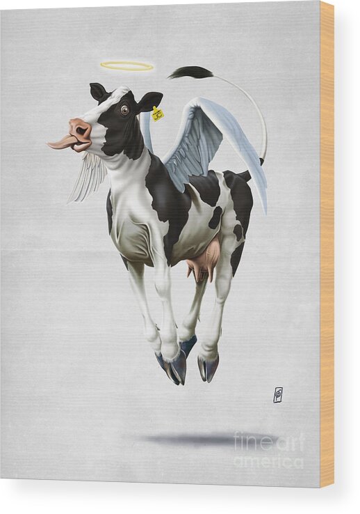 Illustration Wood Print featuring the digital art Holy Cow Wordless by Rob Snow