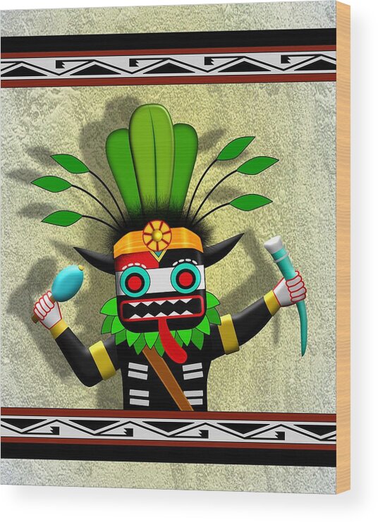 Hopi Indian Art Wood Print featuring the digital art Hopi Harvest Kachina by John Wills