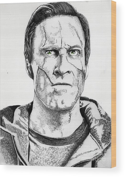 Frankenstein Wood Print featuring the drawing I Frankenstein by Bill Richards