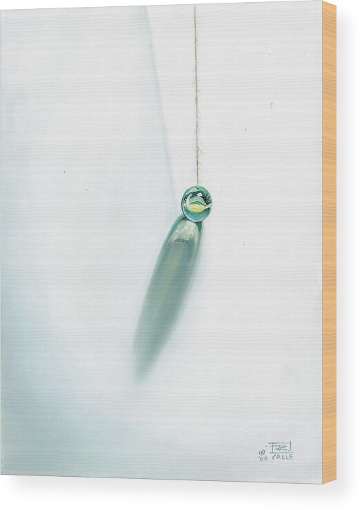 Marble Hanging By String Wood Print featuring the painting Illumination Within by Roger Calle
