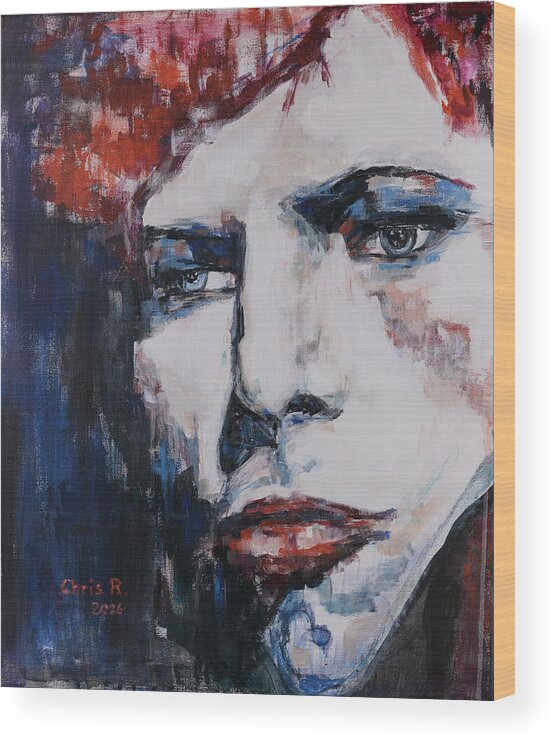 Bowie Wood Print featuring the painting Impression Under Pressure by Christel Roelandt
