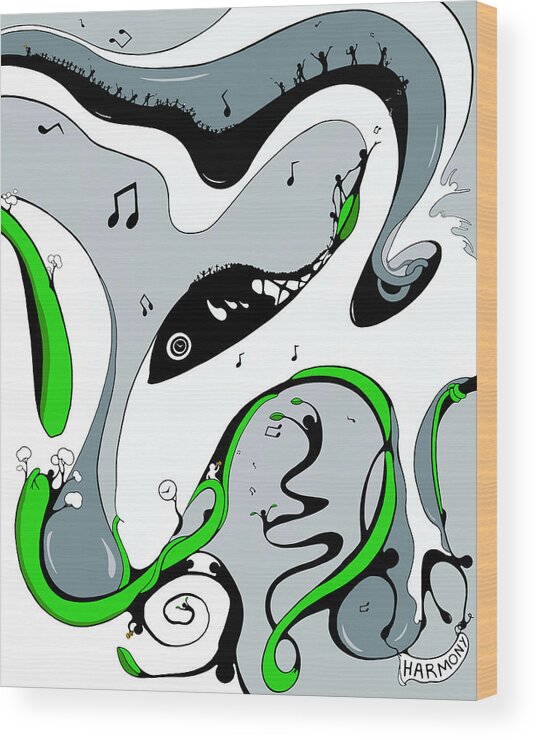 Jazz Wood Print featuring the drawing In Harmony by Craig Tilley