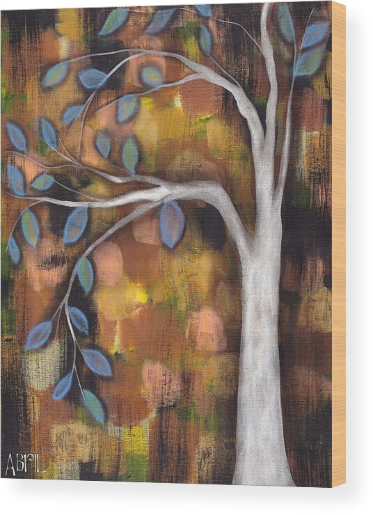 Tree Wood Print featuring the painting In the Fall by Abril Andrade