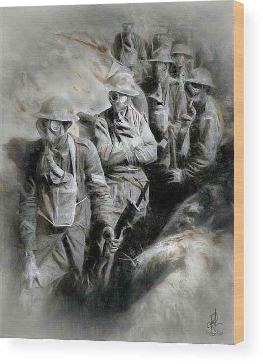 Troops Wood Print featuring the digital art In The Trenches by Pennie McCracken