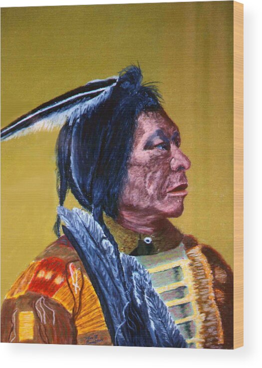 Indian Wood Print featuring the painting Indian Scout by Stan Hamilton