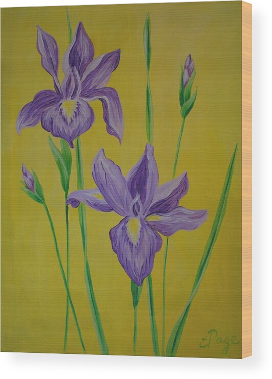 Iris Wood Print featuring the painting Irises by Emily Page