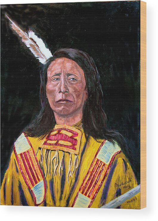 Indian Wood Print featuring the painting Jack Red Cloud by Stan Hamilton