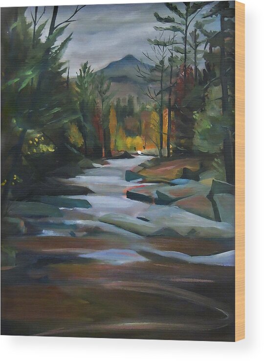 Jackson Falls Wood Print featuring the painting Jackson Falls Plein Air Card Art by Nancy Griswold