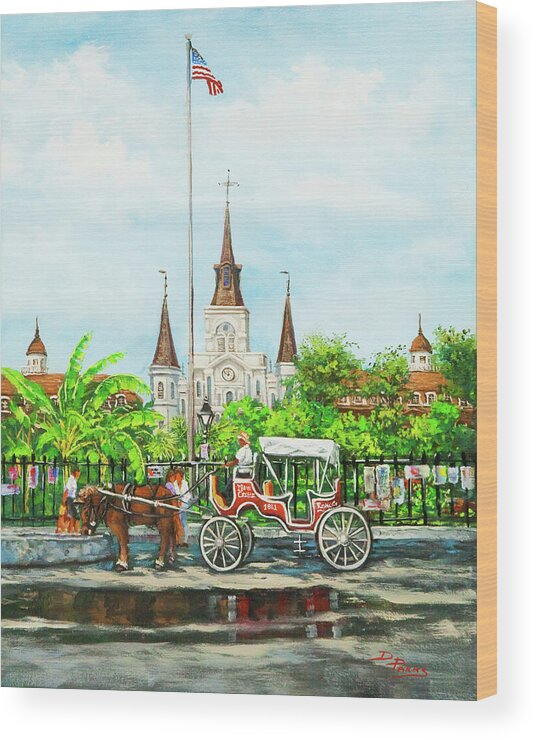 New Orleans Art Wood Print featuring the painting Jackson Square Carriage by Dianne Parks