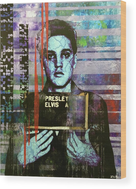 Elvis Wood Print featuring the painting Jailhouse Rock LE by Bobby Zeik