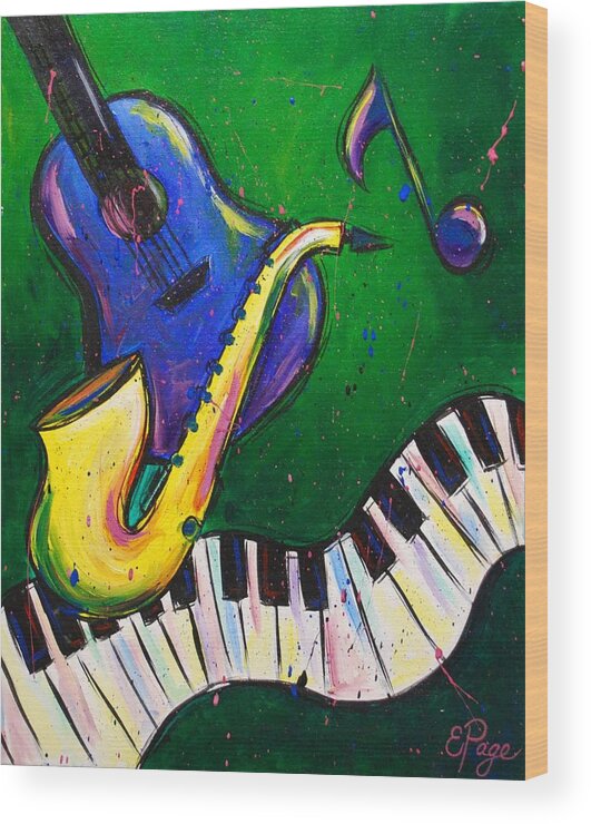 Jazz Wood Print featuring the painting Jazz Time by Emily Page