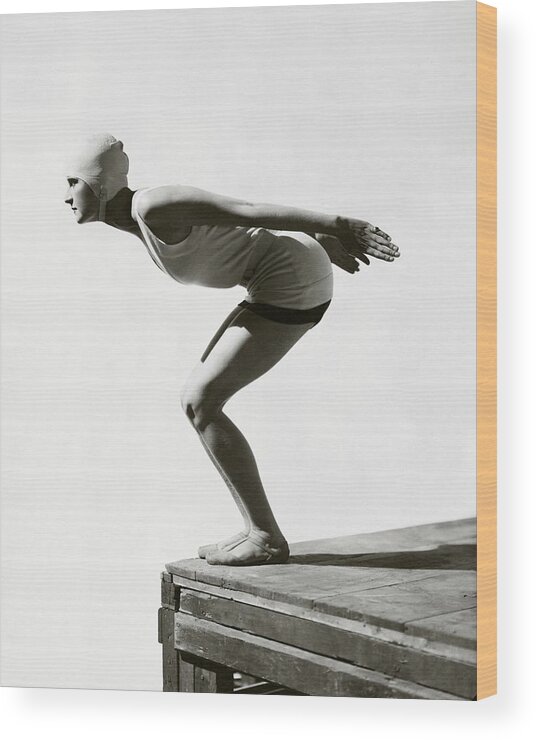 Fashion Wood Print featuring the photograph Jean Patou Swimwear by George Hoyningen-Huene