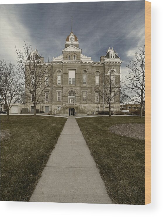 Jefferson County Courthouse Wood Print featuring the photograph Jefferson County Courthouse in Fairbury Nebraska Rural by Art Whitton
