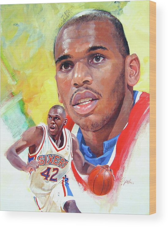 Acrylic Wood Print featuring the painting Jerry Stackhouse by Cliff Spohn