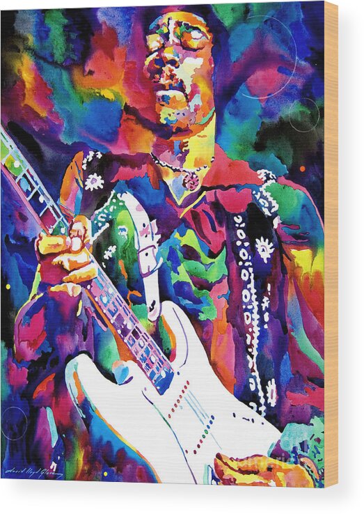 Jimi Hendrix Wood Print featuring the painting Jimi Hendrix Purple by David Lloyd Glover