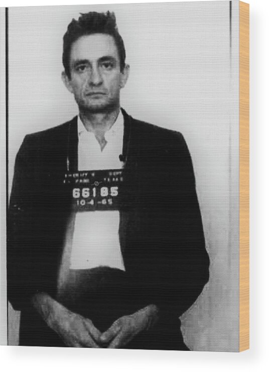 Johnny Cash Wood Print featuring the photograph Johnny Cash Mug Shot Vertical Wide 16 By 20 by Tony Rubino