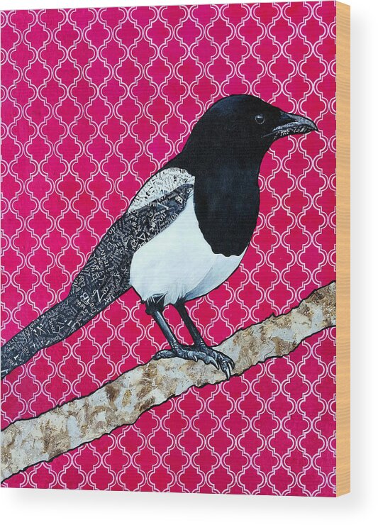 Magpie Wood Print featuring the painting Jordan by Jacqueline Bevan