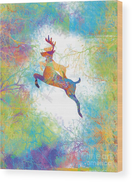 Christmas Wood Print featuring the digital art Joyful Leaps by Trilby Cole